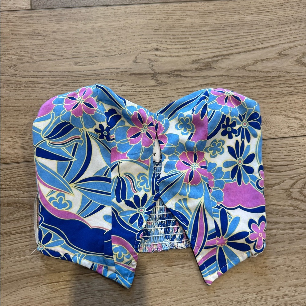 Princess Polly Blue and Pink Floral Top